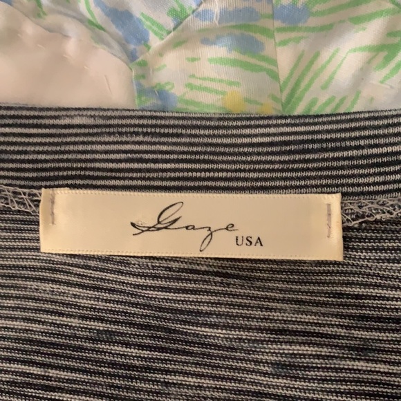 Gaze USA high-low semi sheer stripes tunic. - Picture 7 of 9